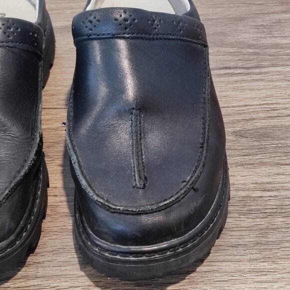 CAT Caterpillar Mule Clogs sz 7W Black Leather Walking Machines Slip On Platform - Picture 11 of 16